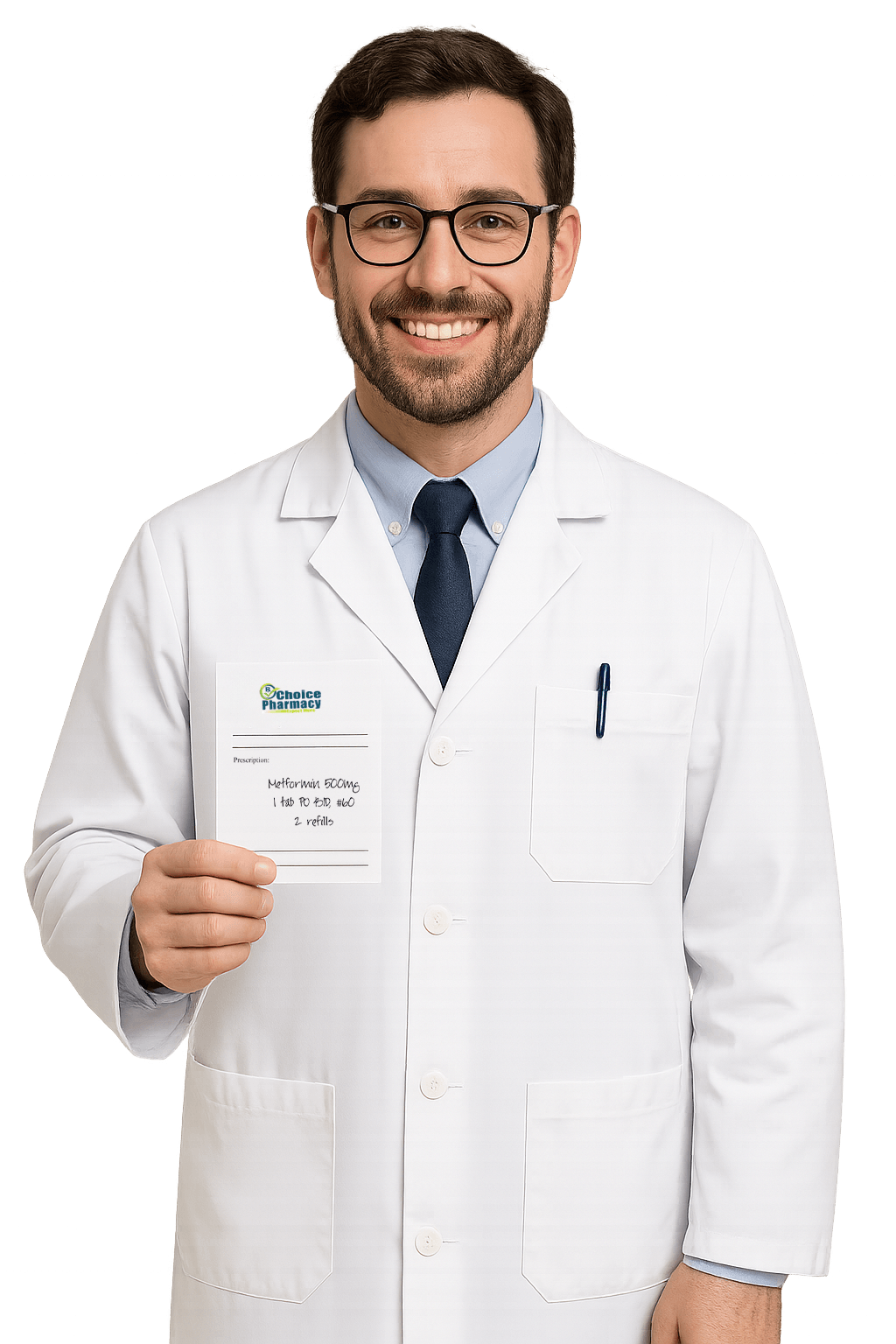 Pharmacist advising a patient inside Choice Pharmacy